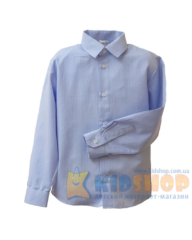Рубашка школьная Bebepa длинный рукав голубой в полоску