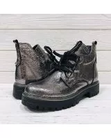 Демисезонные ботинки на девочку Happy Walk  F-3370 цвет серебро, кожа