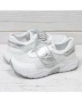 Кожаные кроссовки Happy walk P-3543 для девочек белые, с блестками