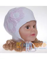 Шапка для девочки Pupill Ada цвет белый, на завязках