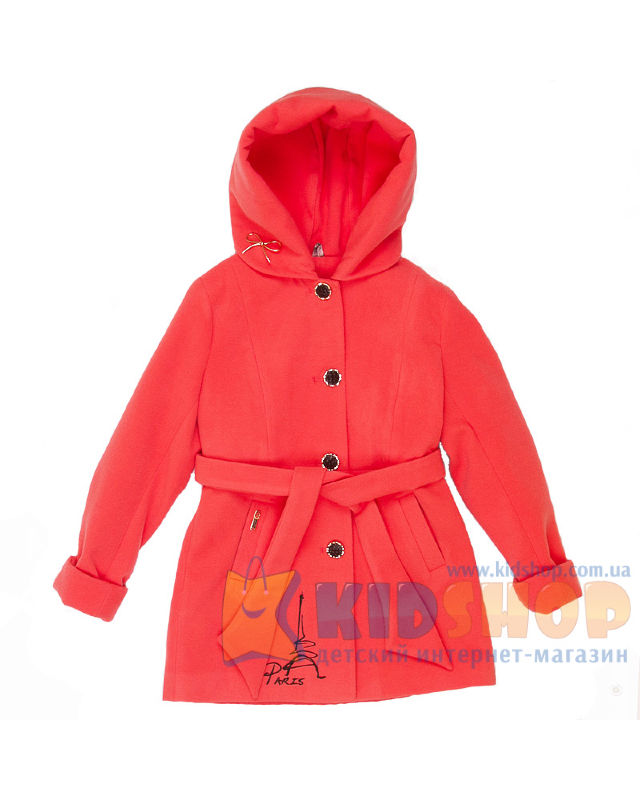 Кашемірове пальто для дівчинки Париж колір персиковий