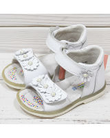 Босоножки для девочки BiKi 4445 D, белые, кожаные - детская обувь на лето 