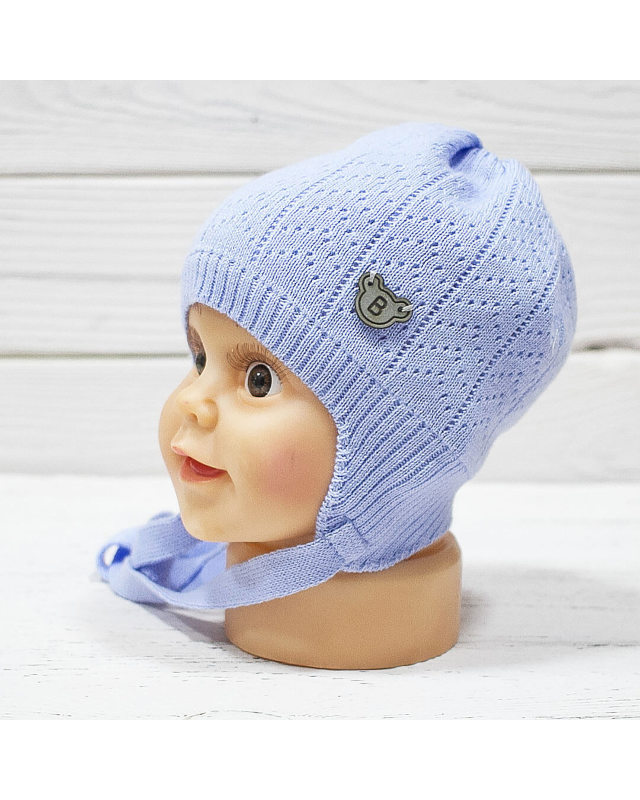 Шапка Barbaras на завязках, цвет голубой, для новорожденных и младенцев, BX 309/C