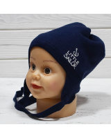 Шапка Barbaras для мальчика на завязках, цвет темно-синий, для новорожденных и младенцев, BX 11/C