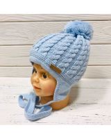 Дитячі зимові шапки Польща Barbaras WV 69 / ML для хлопчика, на зав'язках, колір блакитний