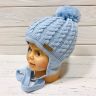 Дитячі зимові шапки Польща Barbaras WV 69 / ML для хлопчика, на зав'язках, колір блакитний