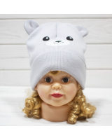 Демисезонная шапка для малыша Barbaras BX 08/0 цвет светло-серый, принт мишка