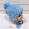 Польская зимняя шапка для детей Barbaras WV 90/MC на завязках, голубого цвета 