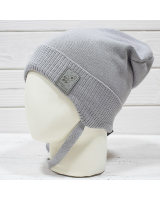Демисезонная шапка для мальчика Barbaras BX 107/C, на завязках, цвет серый 