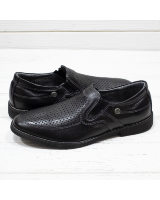 Туфли для подростков Constanta 1015 с перфорацией, кожаные, черные, школьная обувь для мальчиков Украина