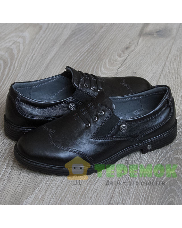Шкільне взуття для хлопчиків Constanta 1058, класичні туфлі в школу, шкіряні, колір чорний