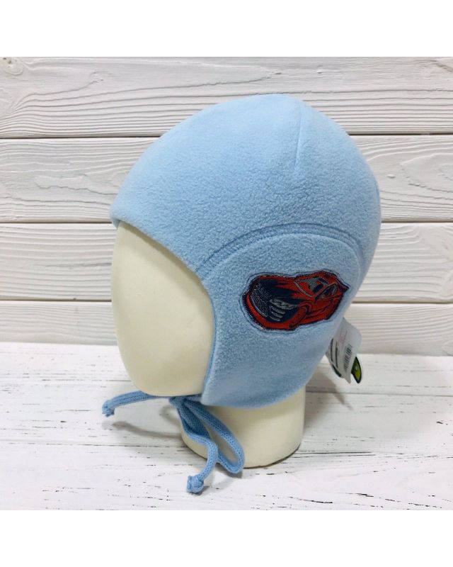 Дитяча зимова шапка Польща TuTu 3-001964 blue флісова на зав'язках, блакитного кольору