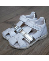 Сандали D.D.Step AC 290-7035 для малышей, цвет белый и серебро, кожаные, закрытый носок и пятка