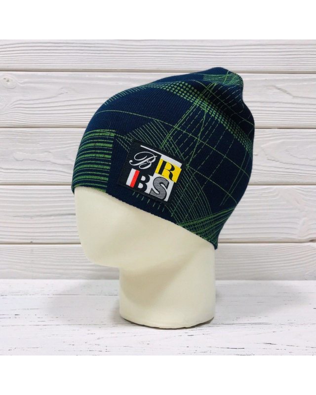 Демисезонная шапка для мальчика Barbaras BB 103/O, цвет т-синий/зеленый